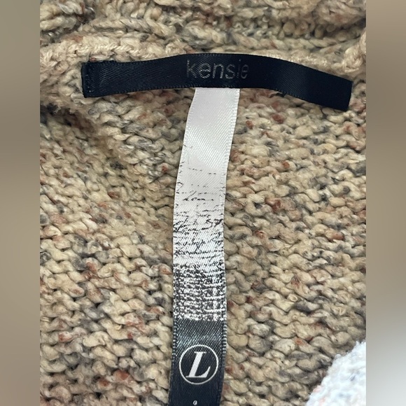 Kensie Scarf Sweater Knit Oatmeal Boho Size Large - Picture 2 of 11